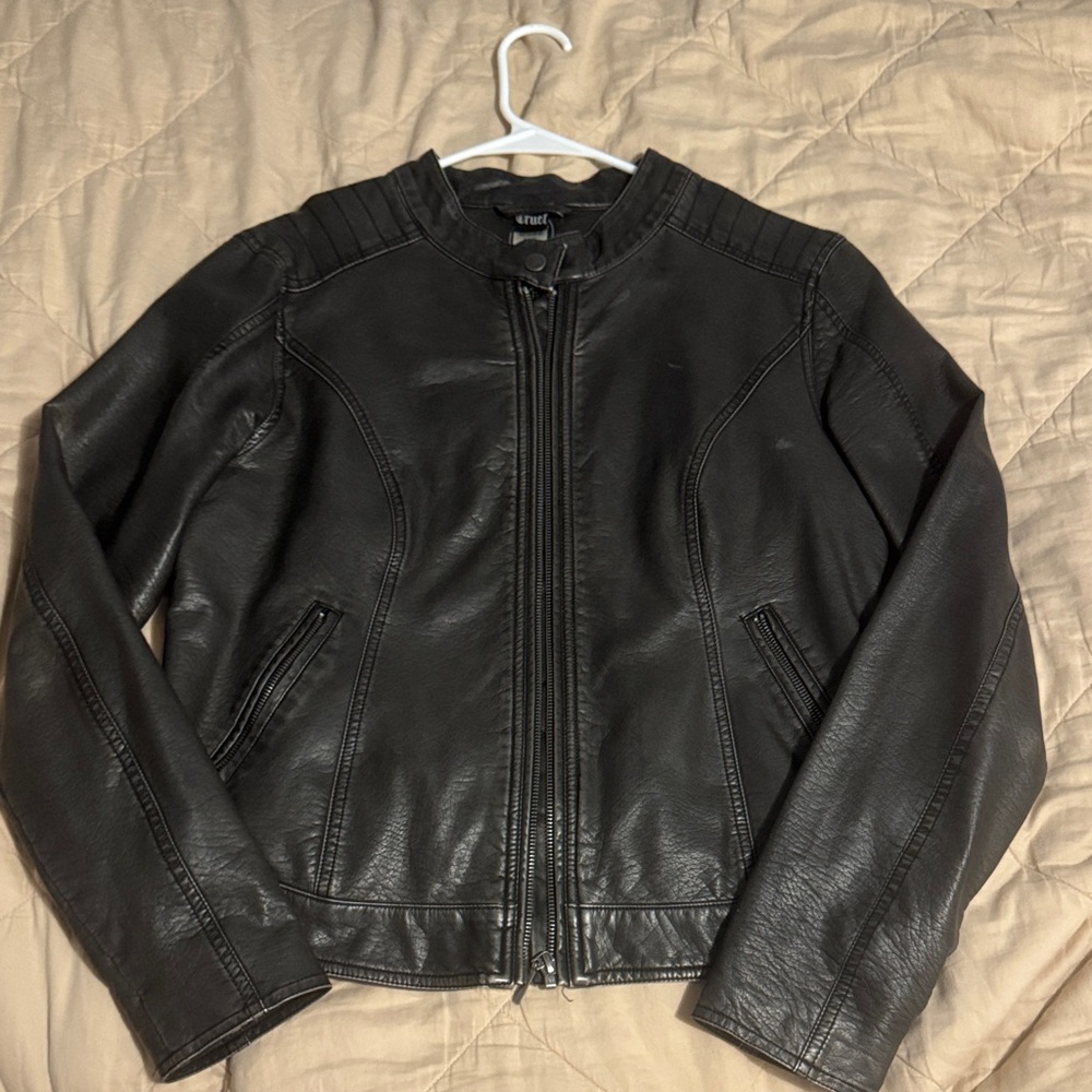 Cruel Girl Women's Charcoal Leather Jacket